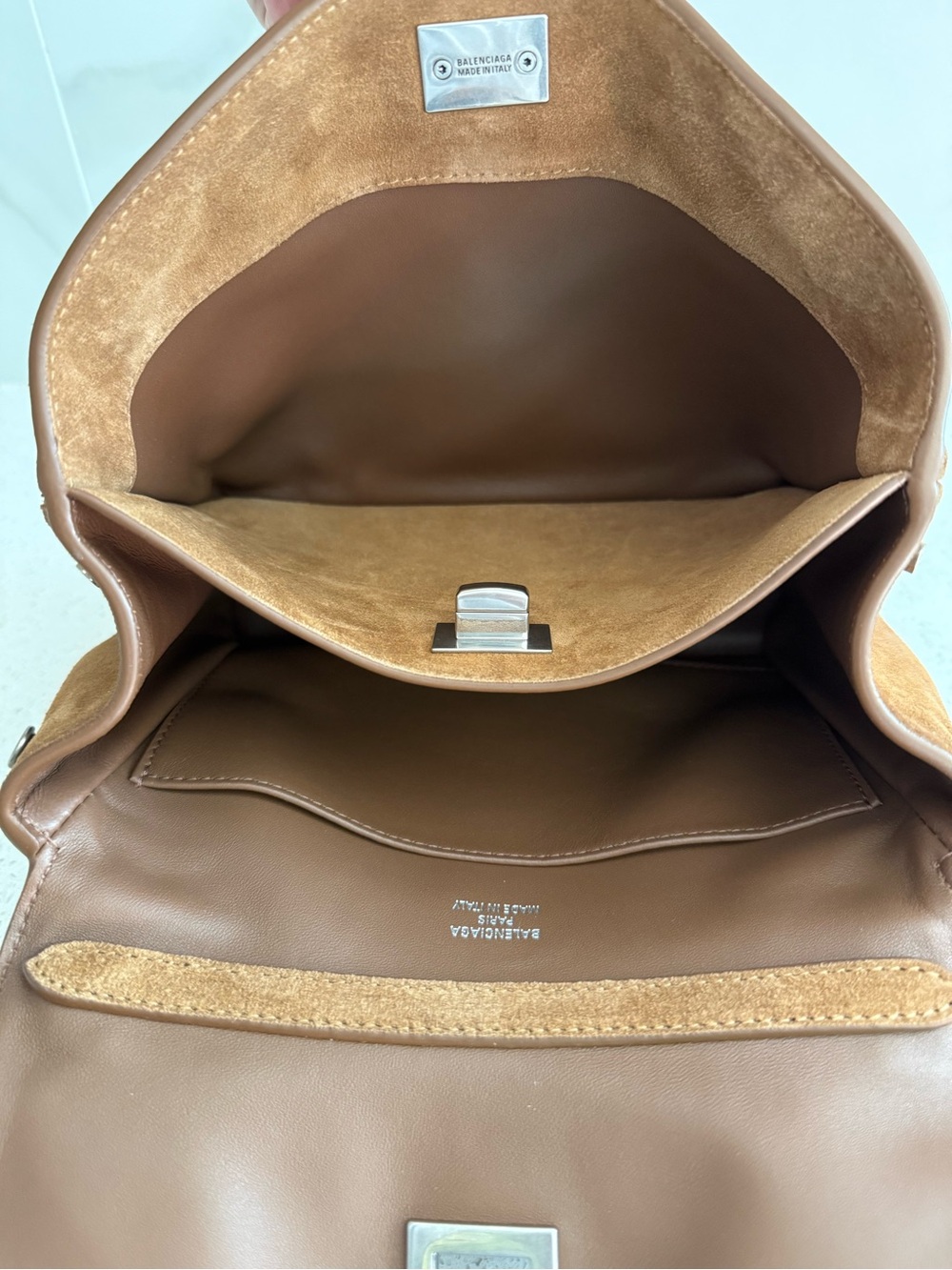 Balenciaga Mini Rodeo Handbag Waxed Suede Crossbody/Top Handle Camel - Picture 11 of 14